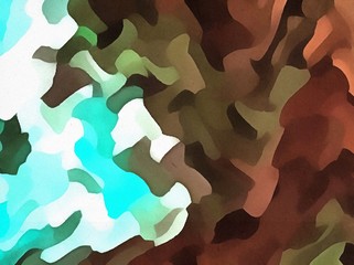 Abstract artistic background in very colorful pastel colors. Little swirl design. Dry graphic watercolor stylization. Juicy psychedelic design. White backdrop for element contrast. Chaotic twist paint