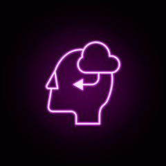 cloud, head, mind neon icon. Elements of online education set. Simple icon for websites, web design, mobile app, info graphics