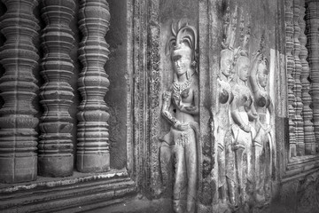 Apsaras - Stone carvings in Angkor Wat, Siem Reap, Cambodia  was inscribed on the UNESCO World Heritage List in 1992.