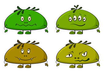 Funny Cartoon Characters, Monsters, Elements for your Design, Prints and Banners, Isolated on White Background. Vector