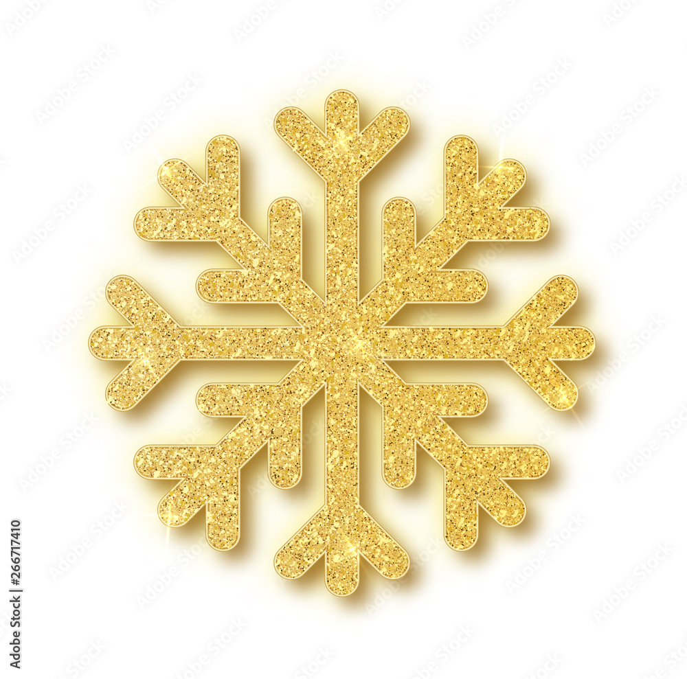 Canvas Prints shine golden snowflake covered with glitter on transparent background. christmas decoration with shi