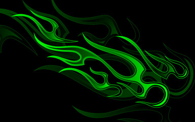 green pattern in the form of flame