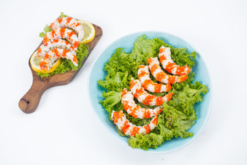 Grilled shrimps or prawns. Seafood