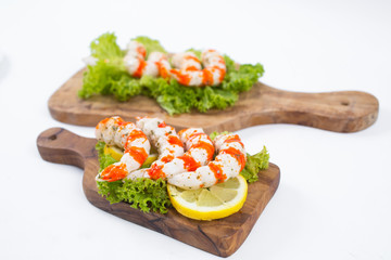 Grilled shrimps or prawns. Seafood