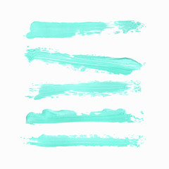 Acrylic art brush painted textured stripes set isolated vector background. Watercolor stroke set.