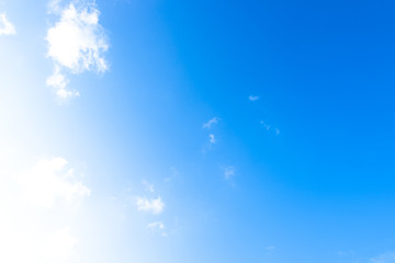Nature Bright blue Sky with white clouds on blackground. Beautiful sky and clouds in the afternoon.