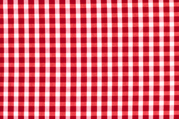 Texture of fabric in a cage. Red and white checked fabric. Shirt fabric. Buffalo Lumberjack pattern, scottish cloth