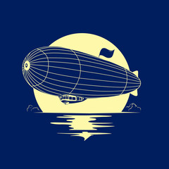 dirigible airship with full moon © lusikkolbaskin