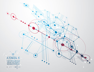Engineering technology vector wallpaper made with circles and lines. Technical drawing abstract background.