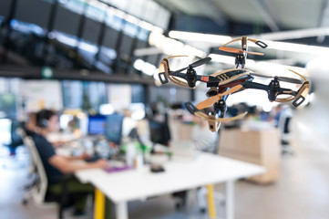 dron in foreground with blur background