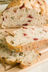 Cranberry bread baked with pumpkin and sunflower seeds