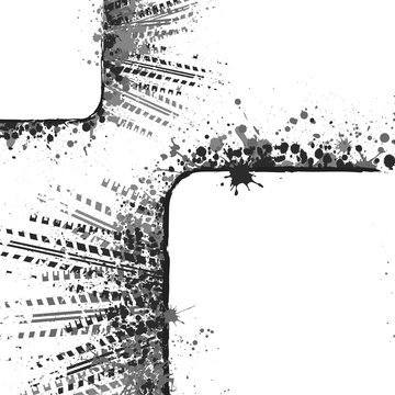 Grunge ink splash tire tracks frames isolated on white background