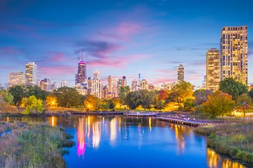 Tuinposter Chicago, Illinois, USA downtown skyline from Lincoln Park © SeanPavonePhoto