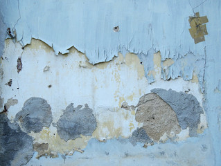 old blue wall with crack texture background