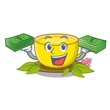 With Money Bag Turmeric Tea In The Cartoon Shape