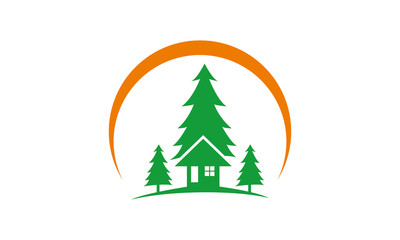 Obraz premium nature pine tree home logo