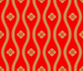 Japanese Flower Wave Seamless Pattern