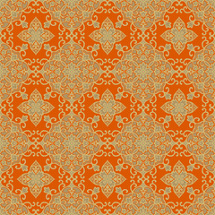 Obraz premium Japanese Orange Gold Flower Seamless Pattern