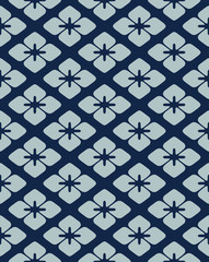 Japanese Diamond and Cross Flower Seamless Pattern