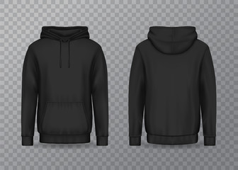 Isolated back and front man hoody on transparent