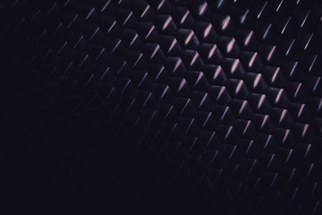 black metallic honeycomb grid texture pattern. dark background
