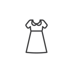 Short sleeve dress line icon. linear style sign for mobile concept and web design. Summer dress outline vector icon. Symbol, logo illustration. Pixel perfect vector graphics