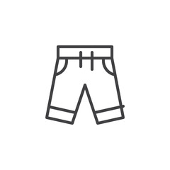 Jeans shorts line icon. linear style sign for mobile concept and web design. Casual shorts with pockets outline vector icon. Symbol, logo illustration. Pixel perfect vector graphics