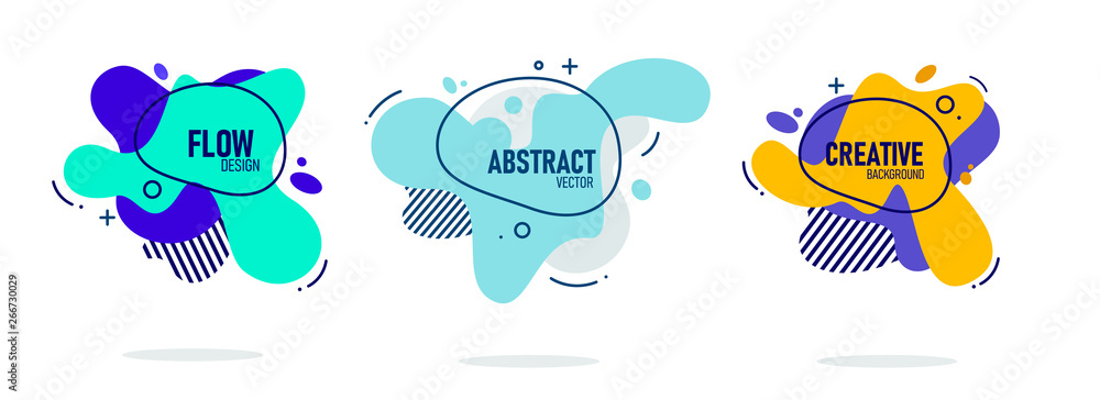 Aufkleber modern abstract vector banner set. flat geometric liquid form with various colors. modern vector tem