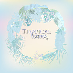 Fototapeta na wymiar Vector tropical background in trendy pastel colors.