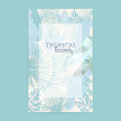 Vector tropical background in trendy pastel colors.