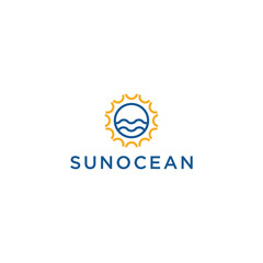Fototapeta premium sun ocean vector logo design