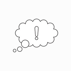Vector icon concept of thought bubble with exclamaton mark.