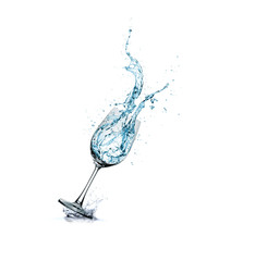 water splash in glass isolated.
