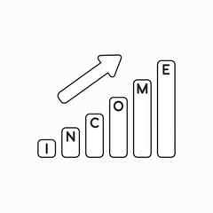 Vector icon concept of income sales bar chart graph moving up.