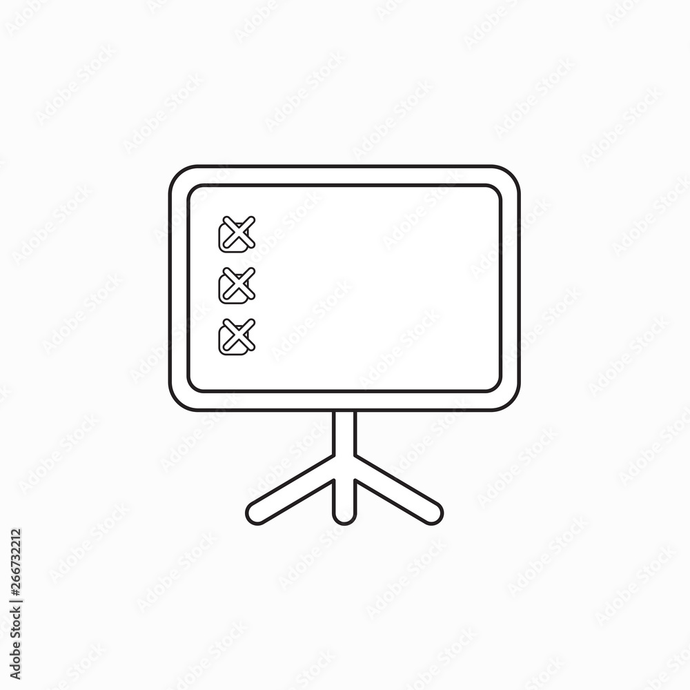 Poster vector icon concept of three red x marks inside presentation board.