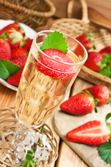 Wine Punch with fresh strawberries