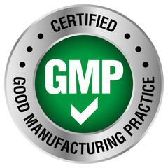 GMP (Good Manufacturing Practice) certified round stamp on white background - Vector