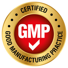 GMP (Good Manufacturing Practice) certified round stamp on white background - Vector