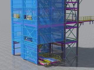Building Information Model of metal structure. Design technologies of the future. 3D BIM parametric building.Engineering Graphics. 3D rendering.
