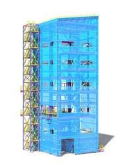 Building Information Model of metal structure. Design technologies of the future. 3D BIM parametric building.Engineering Graphics. 3D rendering.