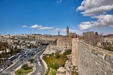 Fototapeta na wymiar Israel. Jerusalem. Old city. Western wall. North view towards the Tower of David