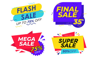 Collection of Sale Discount Banners, Labels Templates