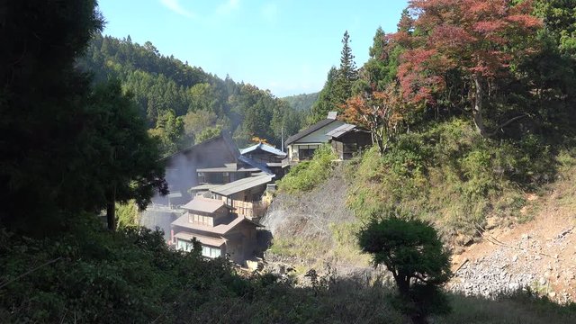 Habitation at the base of Jigokudani valley at autumn.  Yamanouchi, Nagano Prefecture, Japan