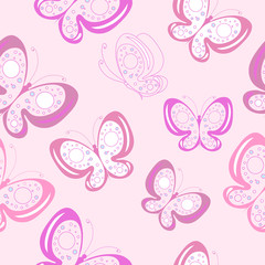 beautiful pink butterflies, isolated  on a white