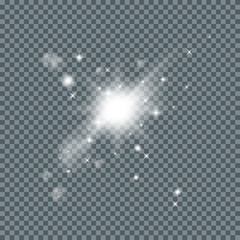 Transparent Glow light effect. Star burst with sparkles