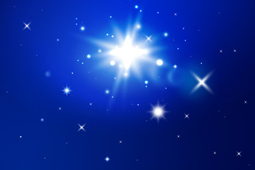 Fototapeta na wymiar Star burst with sparkles. Light effect. Blue background. glitter texture