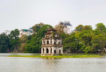 Turtle tower in Hoan Kiem lake,Hanoi,Vietnam