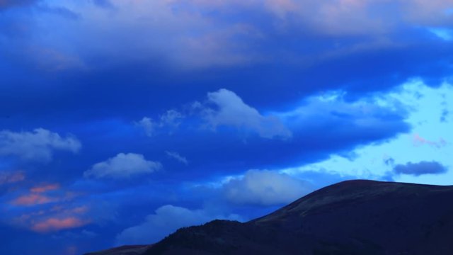 Timelapse of moving clouds at sunset in Pyrenean, Aude in the south of France