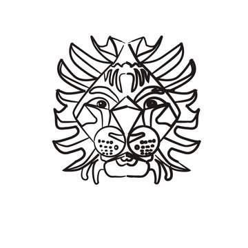 Pattern for coloring book. Hand drawn line flowers art of zodiac Leo. Horoscope symbol for your use. For tattoo art, coloring books set. Henna Mehndi Tattoo Ethnic Zentangle Doodles style.
