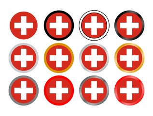 Switzerland state flag in globes